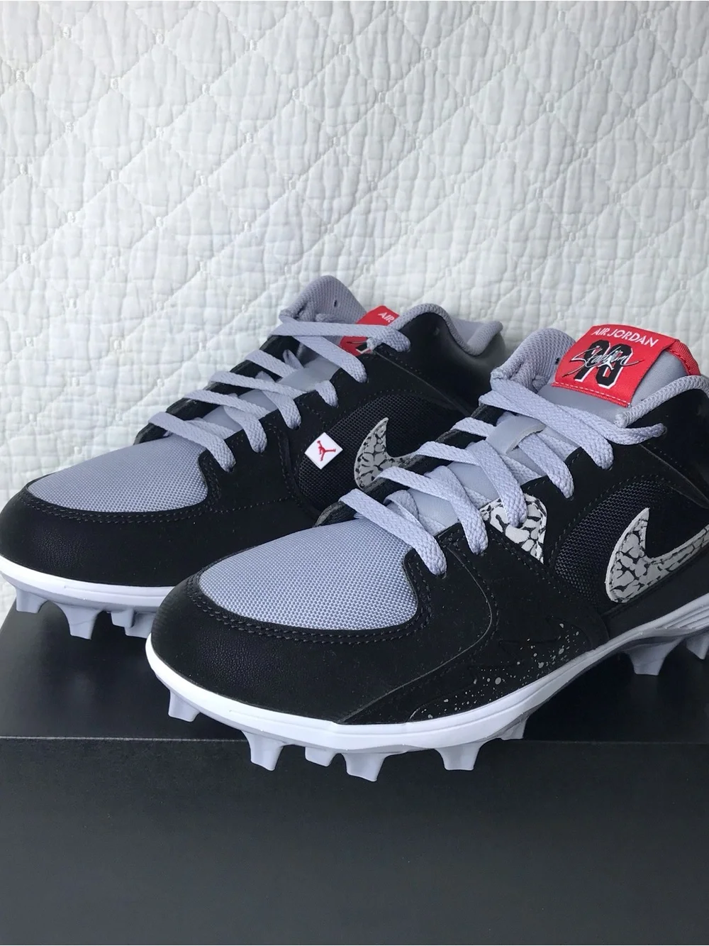 Jordan Stadium 90 Low TD Football Cleats Men’s SZ 8.5 Black Grey HQ0210-060